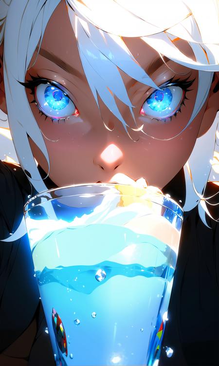 03828-719540708-,letterboxed, 1girl, solo, face, blue_eyes, looking_at_viewer, white_hair, close-up, hair_between_eyes, drinking water.png